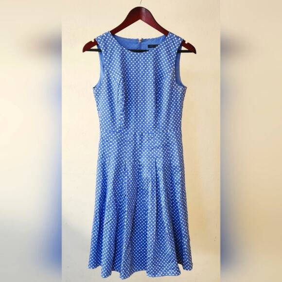 TOMMY HILFIGER Blue White Polka Dot Print Sleeveless A-line Silhouette Dress S - Picture 14 of 14